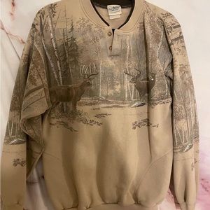 Vintage Deer Scene Grandpa Sweater